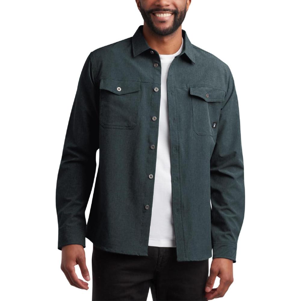 imageSpyder Mens Button Down Shirt Jacket  Performance Long Sleeve Shirt Jacket for Men  Casual Collared Mens Button Up ShirtsBlack