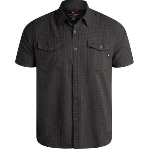 Spyder Mens Button Down Shirt – Lightweight Plaid Casual Collared Shirt Wrinkle Free Short Sleeve Shirts for Men(Heather Black)