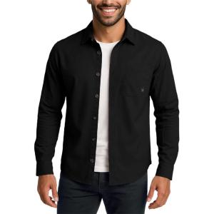Spyder Mens Button Down Shirt Jacket – Performance Long Sleeve Shirt Jacket for Men – Casual Collared Mens Button Up Shirts(Black Raven)