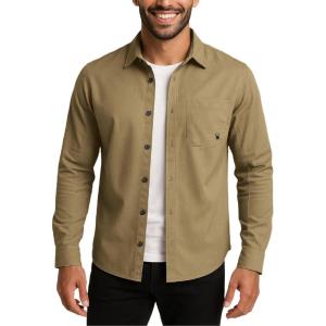 Spyder Mens Button Down Shirt Jacket – Performance Long Sleeve Shirt Jacket for Men – Casual Collared Mens Button Up Shirts(Khaki)