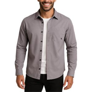 Spyder Mens Button Down Shirt Jacket – Performance Long Sleeve Shirt Jacket for Men – Casual Collared Mens Button Up Shirts(Pewter)