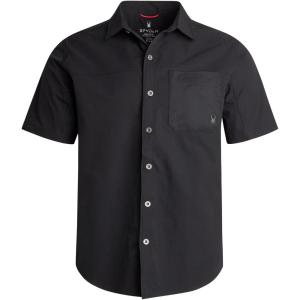 Spyder Mens Short Sleeve Button Down Shirts – Lightweight Stretch Casual Collared Dress Shirts for Men Travel Office Workwear(Black)