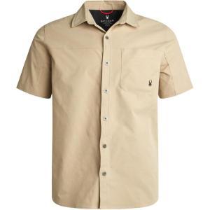 Spyder Mens Short Sleeve Button Down Shirts – Lightweight Stretch Casual Collared Dress Shirts for Men Travel Office Workwear(Khaki)