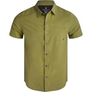 Spyder Mens Short Sleeve Button Down Shirts – Lightweight Stretch Casual Collared Dress Shirts for Men Travel Office Workwear(Light Olive)