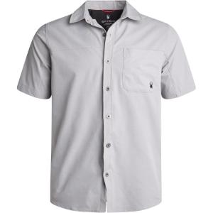 Spyder Mens Short Sleeve Button Down Shirts – Lightweight Stretch Casual Collared Dress Shirts for Men Travel Office Workwear(Pewter)