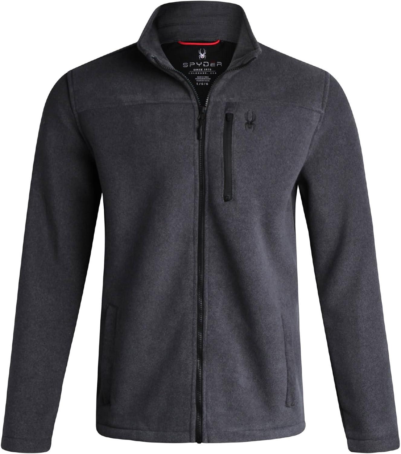 imageSpyder Mens Fleece Jacket Full Zip Up Lightweight Sherpa Fleece Fall Mens Winter Jacket with Pockets for Outdoor HikingBlack