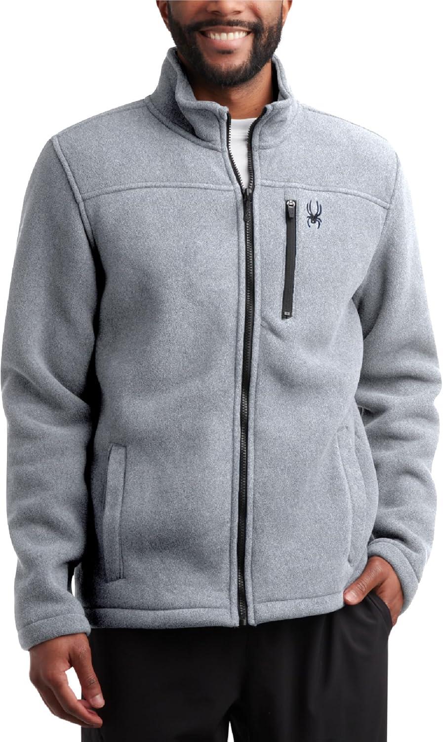 imageSpyder Mens Fleece Jacket Full Zip Up Lightweight Sherpa Fleece Fall Mens Winter Jacket with Pockets for Outdoor HikingLight Grey