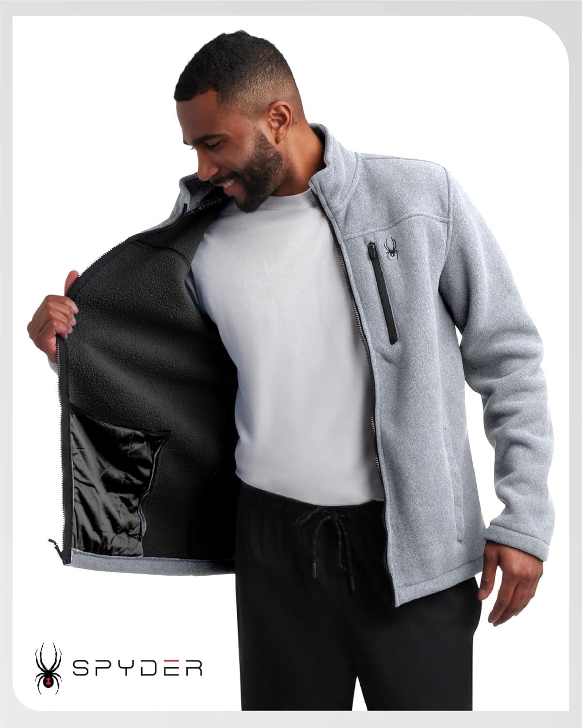 imageSpyder Mens Fleece Jacket Full Zip Up Lightweight Sherpa Fleece Fall Mens Winter Jacket with Pockets for Outdoor HikingLight Grey