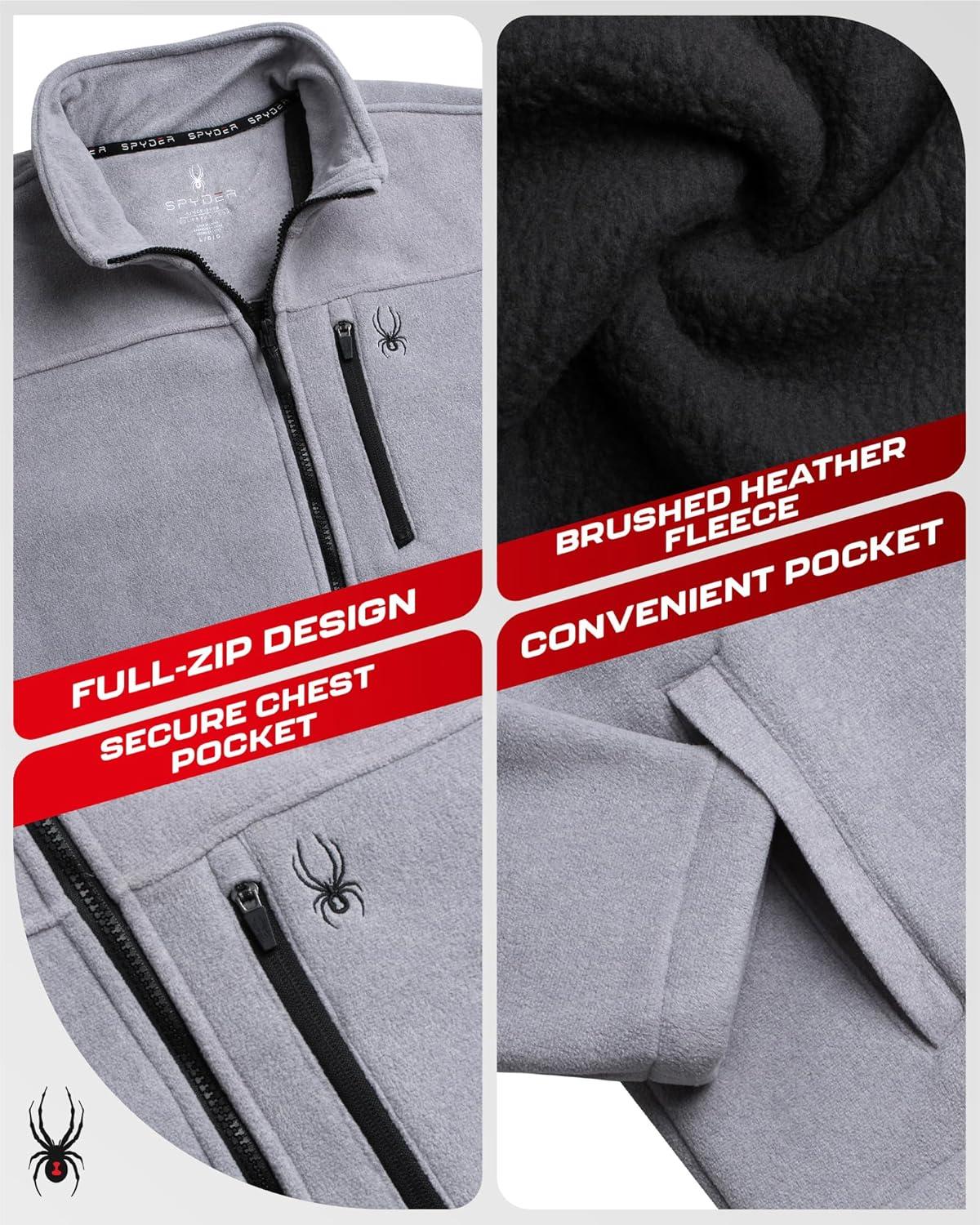 imageSpyder Mens Fleece Jacket Full Zip Up Lightweight Sherpa Fleece Fall Mens Winter Jacket with Pockets for Outdoor HikingLight Grey