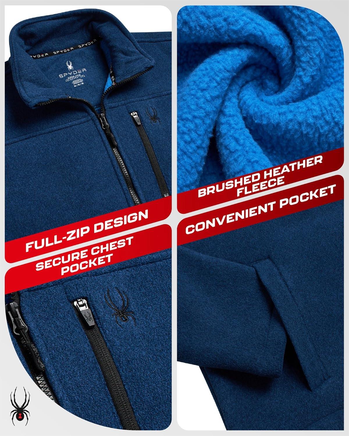 imageSpyder Mens Fleece Jacket Full Zip Up Lightweight Sherpa Fleece Fall Mens Winter Jacket with Pockets for Outdoor HikingNavy