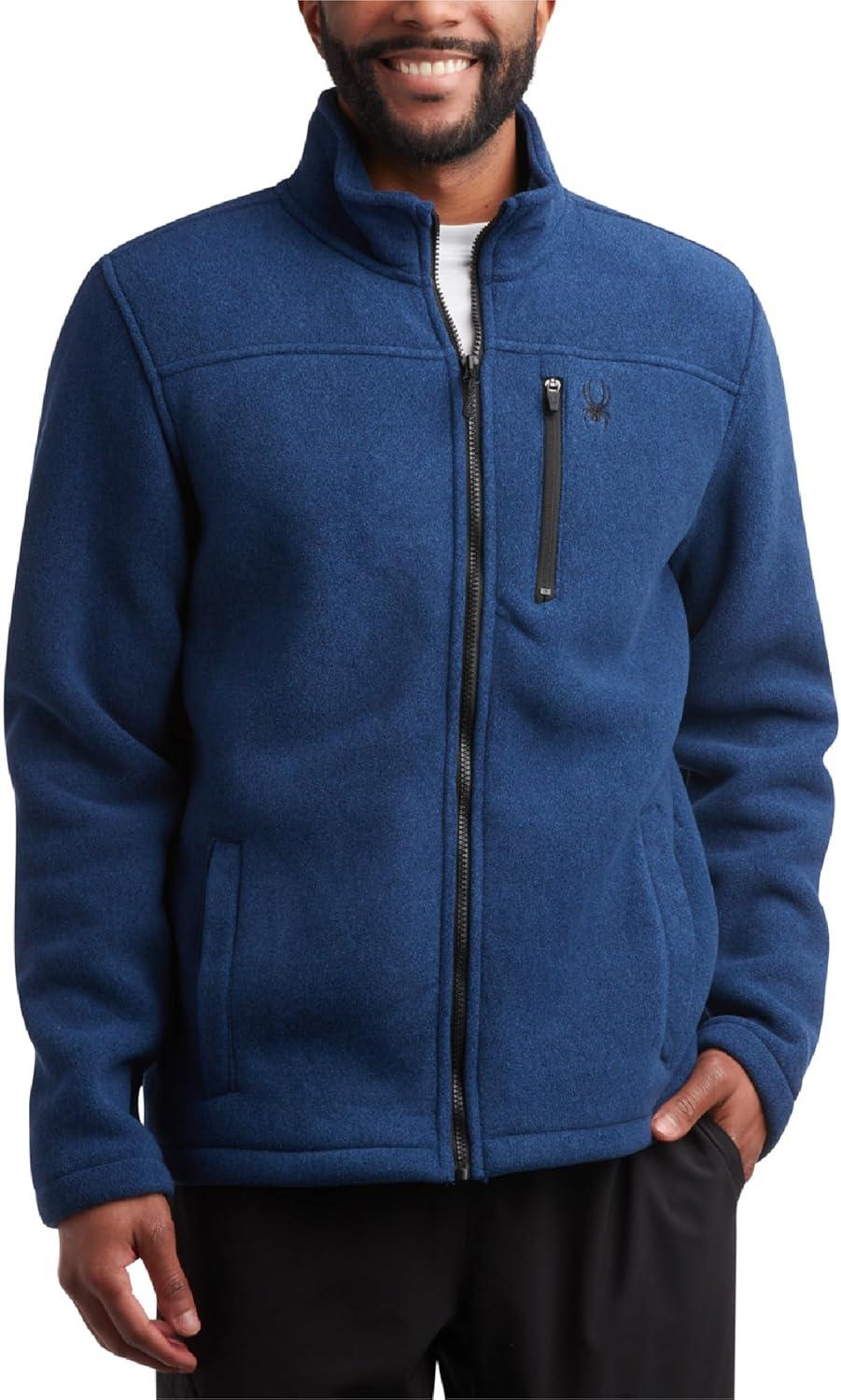imageSpyder Mens Fleece Jacket Full Zip Up Lightweight Sherpa Fleece Fall Mens Winter Jacket with Pockets for Outdoor HikingNavy
