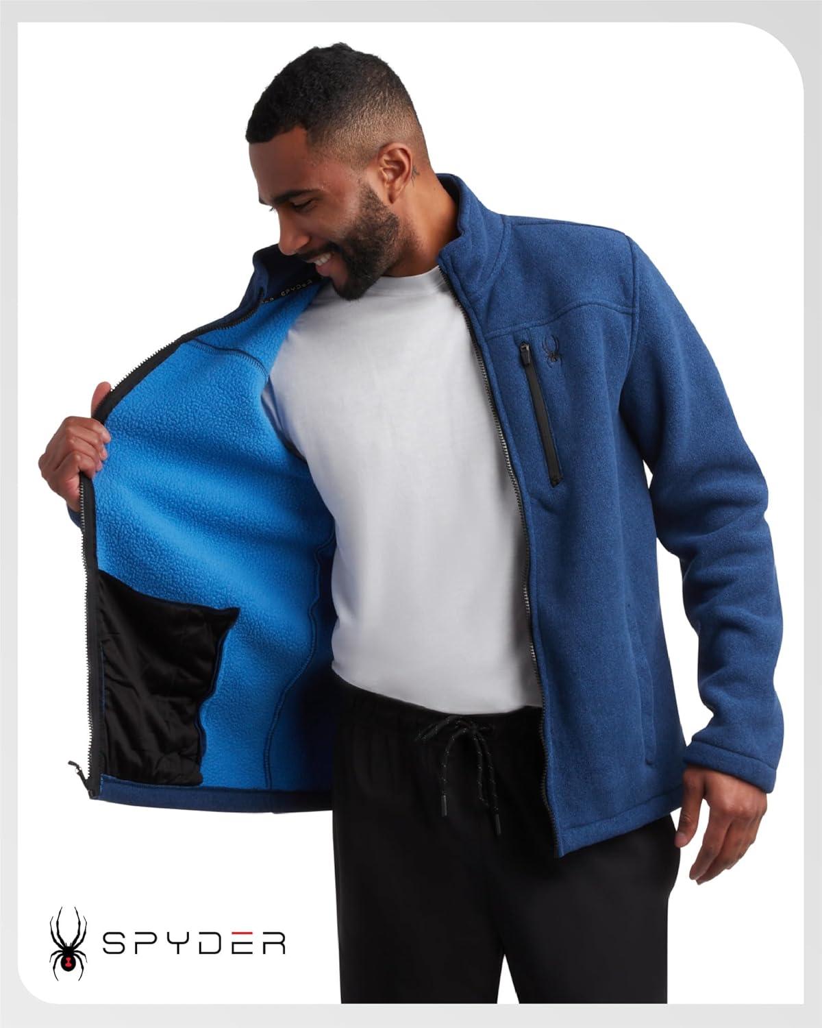 imageSpyder Mens Fleece Jacket Full Zip Up Lightweight Sherpa Fleece Fall Mens Winter Jacket with Pockets for Outdoor HikingNavy