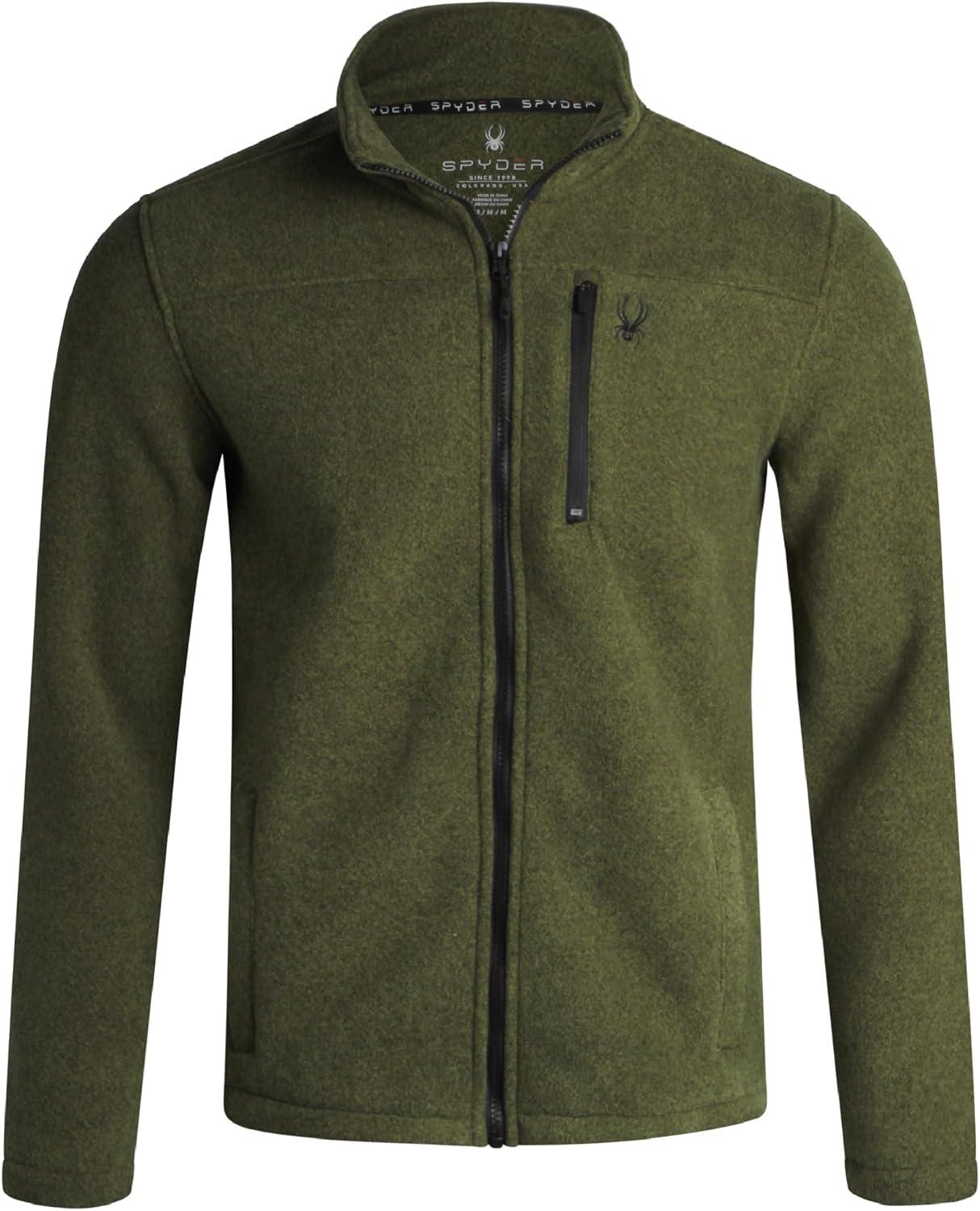 imageSpyder Mens Fleece Jacket Full Zip Up Lightweight Sherpa Fleece Fall Mens Winter Jacket with Pockets for Outdoor HikingOlive