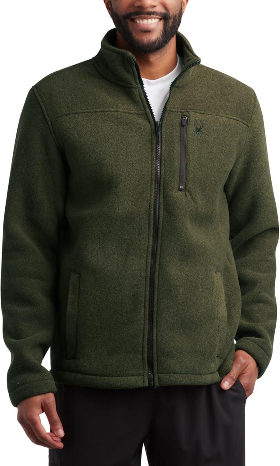 imageSpyder Mens Fleece Jacket Full Zip Up Lightweight Sherpa Fleece Fall Mens Winter Jacket with Pockets for Outdoor HikingOlive