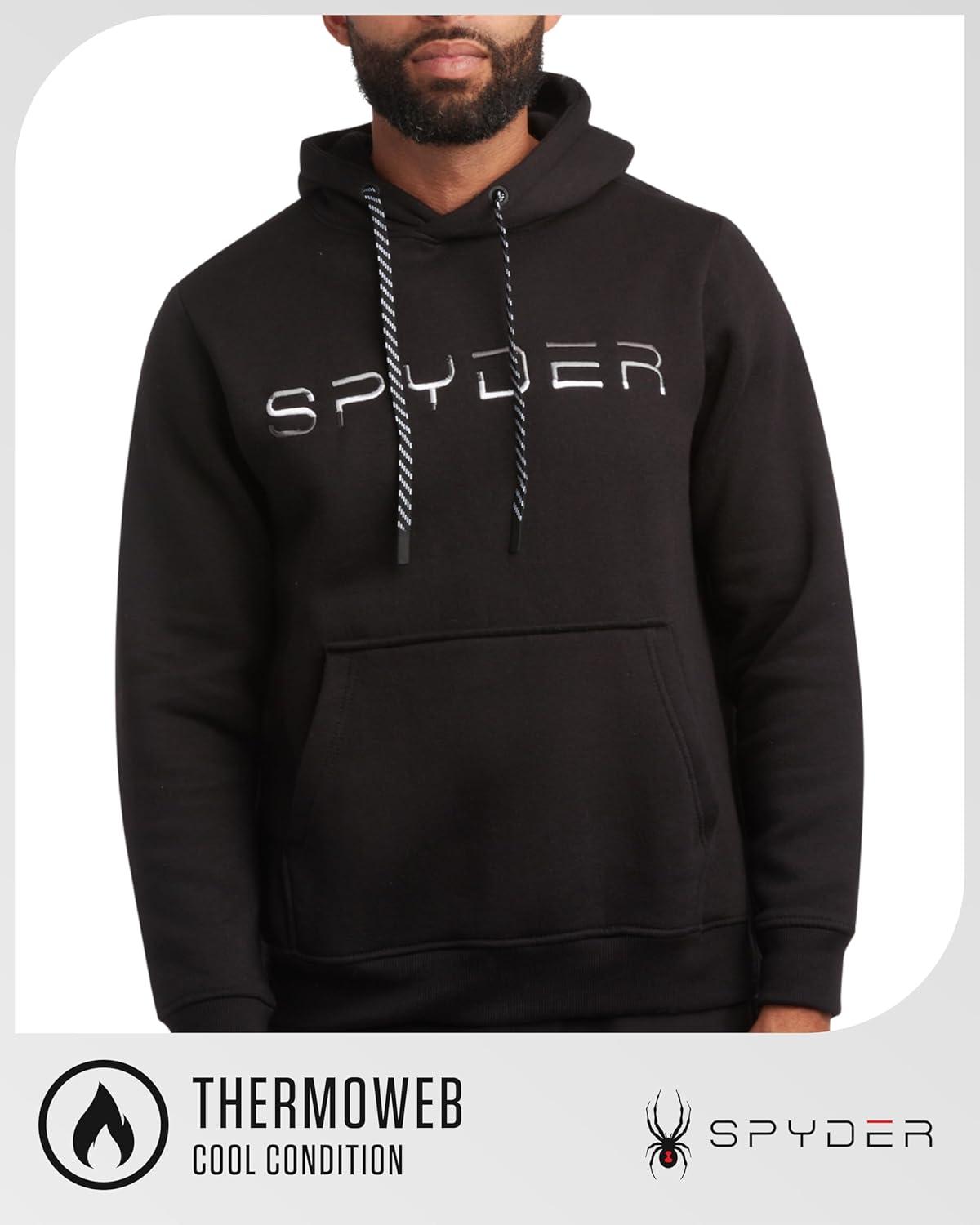 imageSpyder Mens Hoodie Athletic Performance Soft Fleece Pullover Sweatshirts for Men Heavyweight Workout Hooded SweatshirtBlack