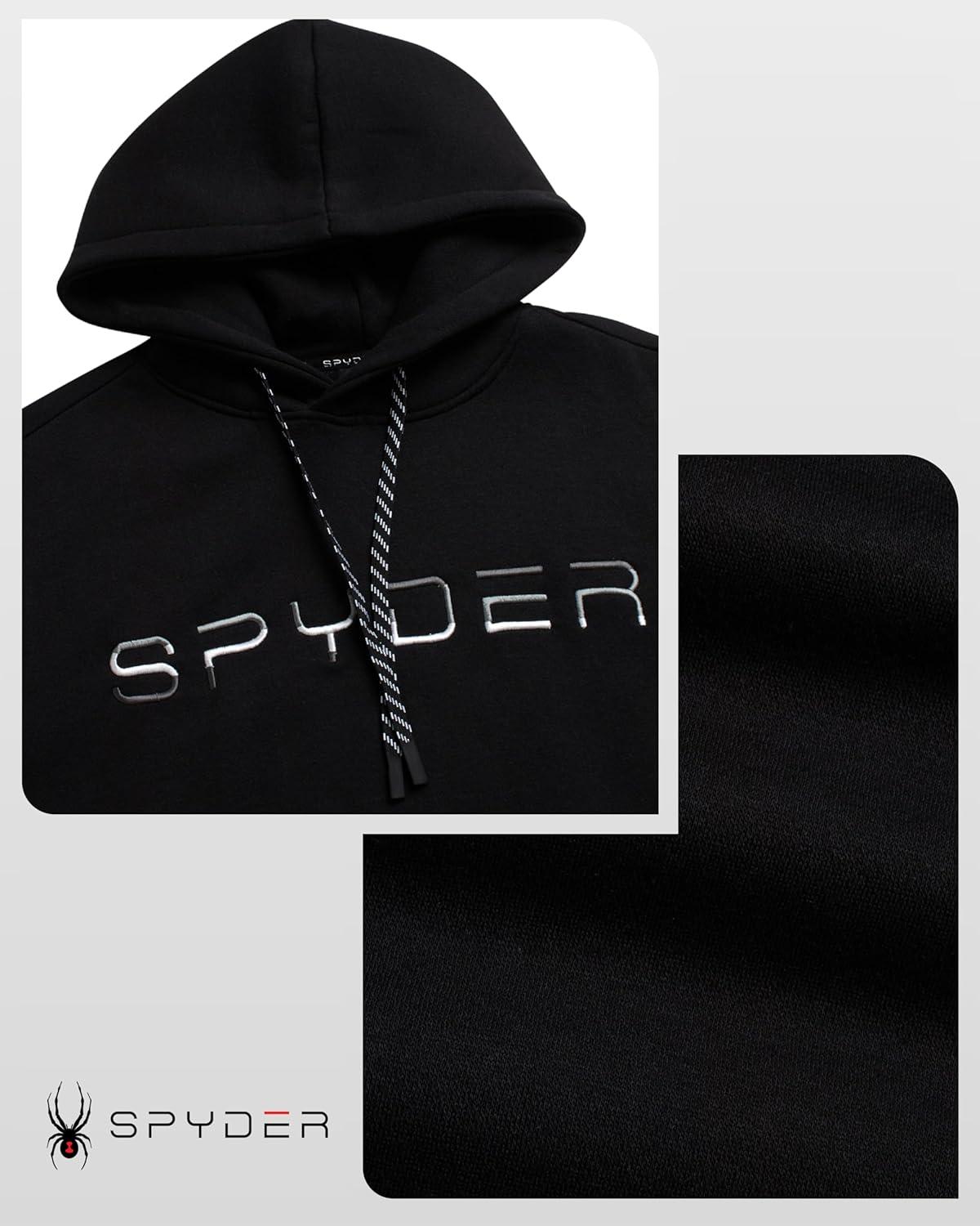 imageSpyder Mens Hoodie Athletic Performance Soft Fleece Pullover Sweatshirts for Men Heavyweight Workout Hooded SweatshirtBlack