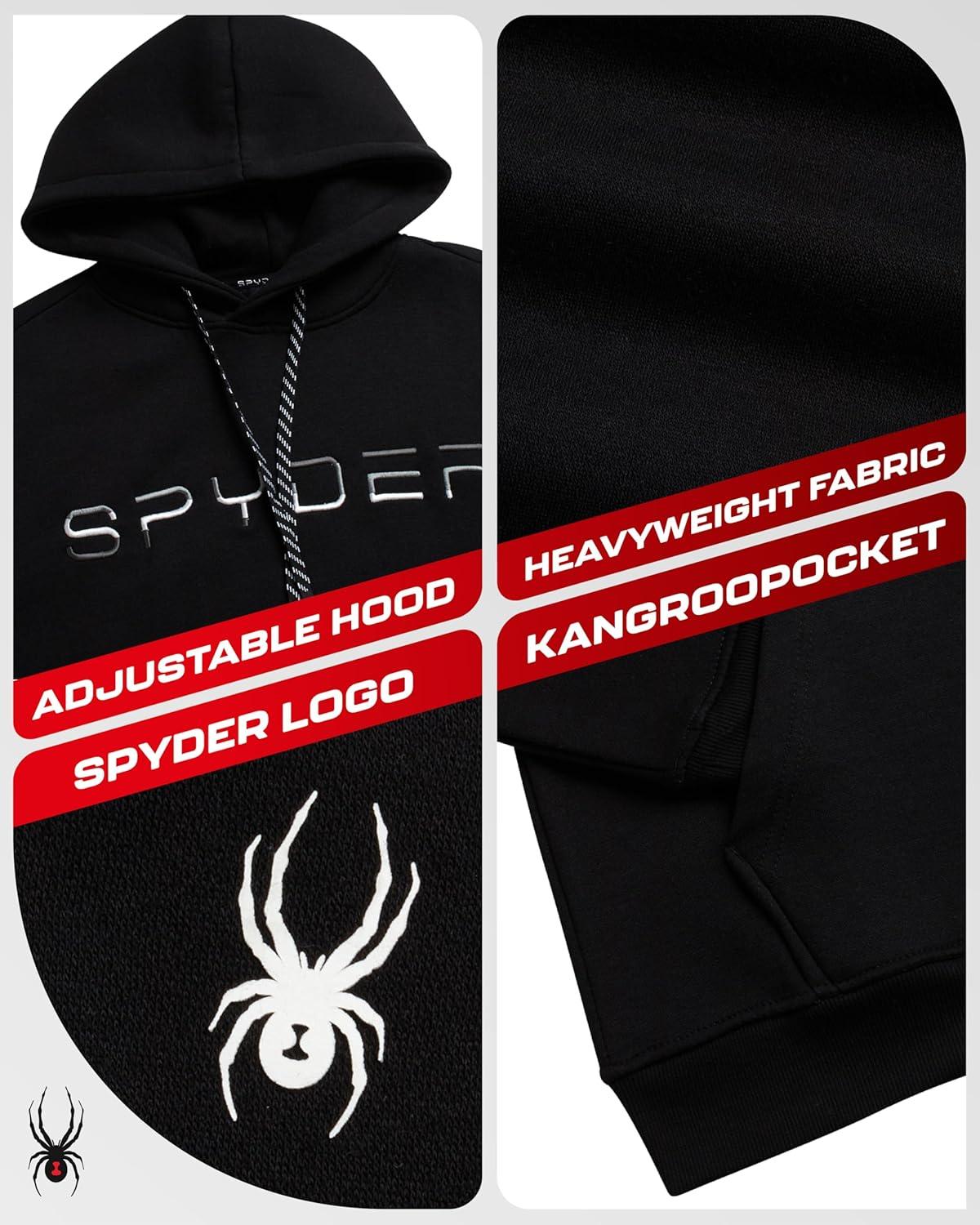 imageSpyder Mens Hoodie Athletic Performance Soft Fleece Pullover Sweatshirts for Men Heavyweight Workout Hooded SweatshirtBlack