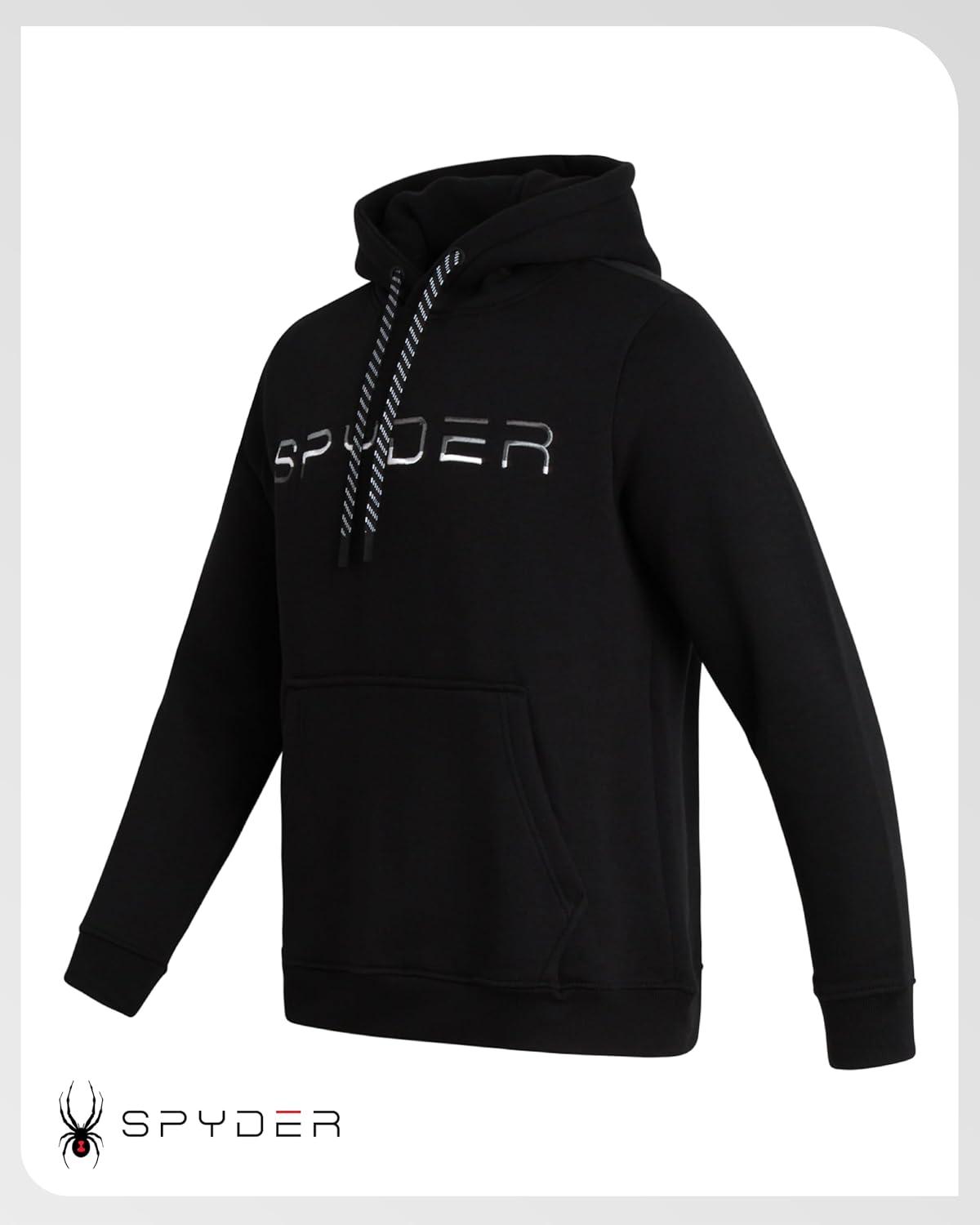 imageSpyder Mens Hoodie Athletic Performance Soft Fleece Pullover Sweatshirts for Men Heavyweight Workout Hooded SweatshirtBlack