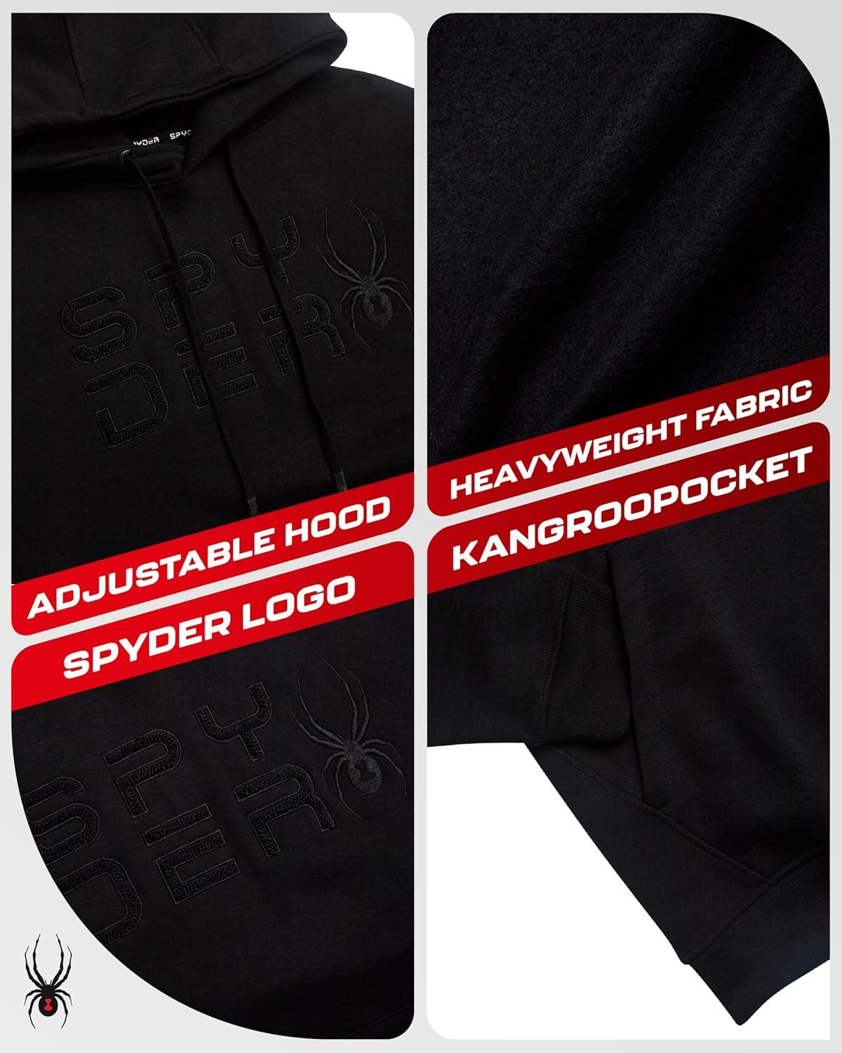 imageSpyder Mens Hoodie Athletic Performance Soft Fleece Pullover Sweatshirts for Men Heavyweight Workout Hooded SweatshirtBlack Raven
