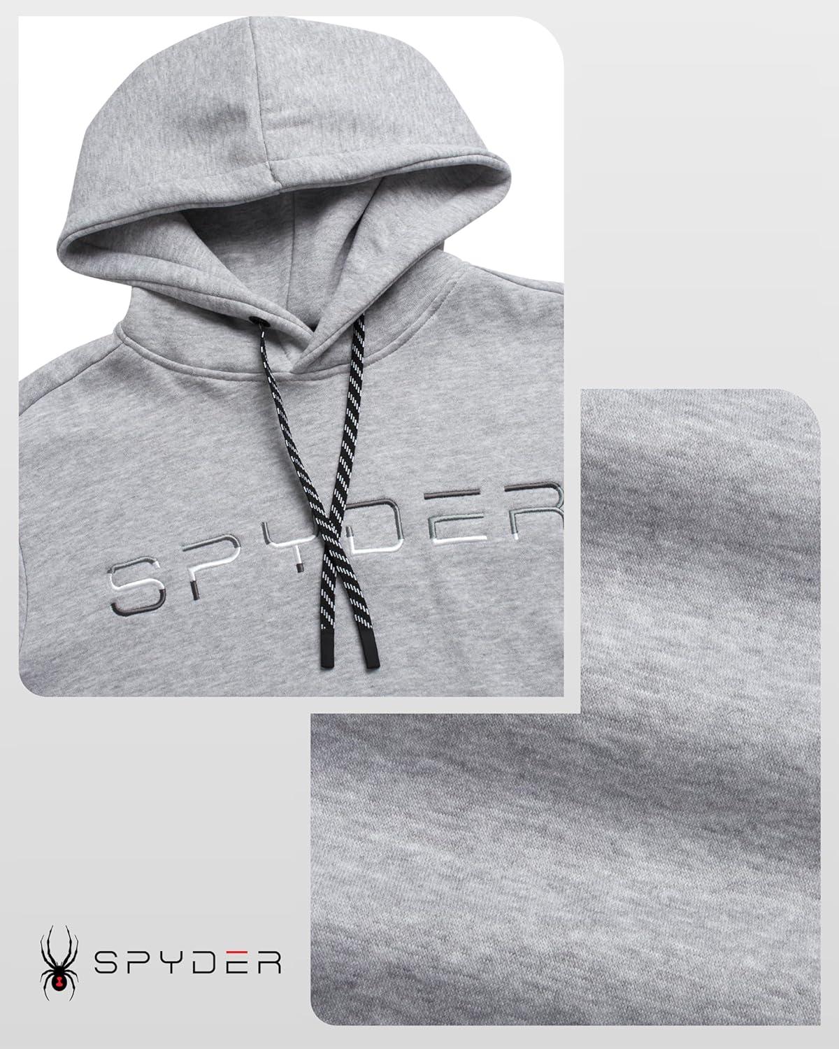 imageSpyder Mens Hoodie Athletic Performance Soft Fleece Pullover Sweatshirts for Men Heavyweight Workout Hooded SweatshirtGrey Heather