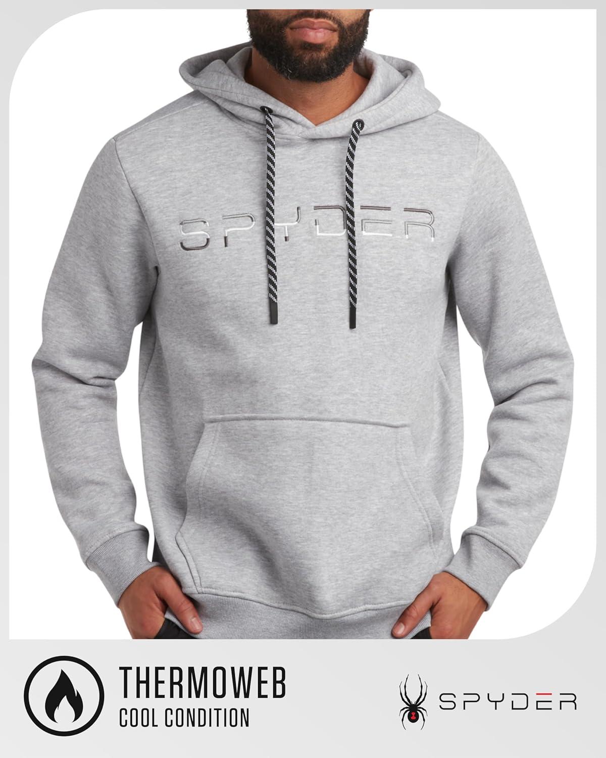 imageSpyder Mens Hoodie Athletic Performance Soft Fleece Pullover Sweatshirts for Men Heavyweight Workout Hooded SweatshirtGrey Heather