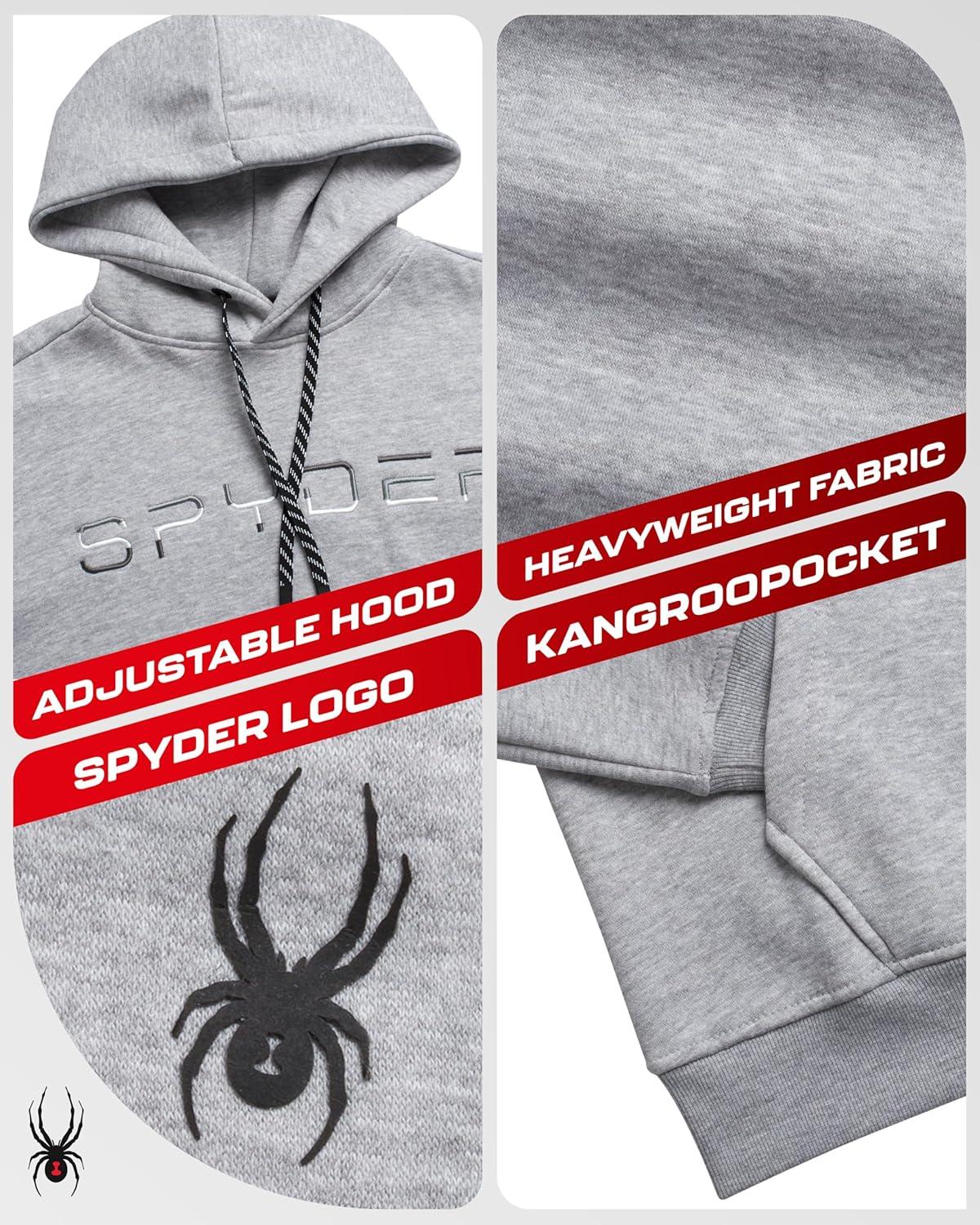 imageSpyder Mens Hoodie Athletic Performance Soft Fleece Pullover Sweatshirts for Men Heavyweight Workout Hooded SweatshirtGrey Heather