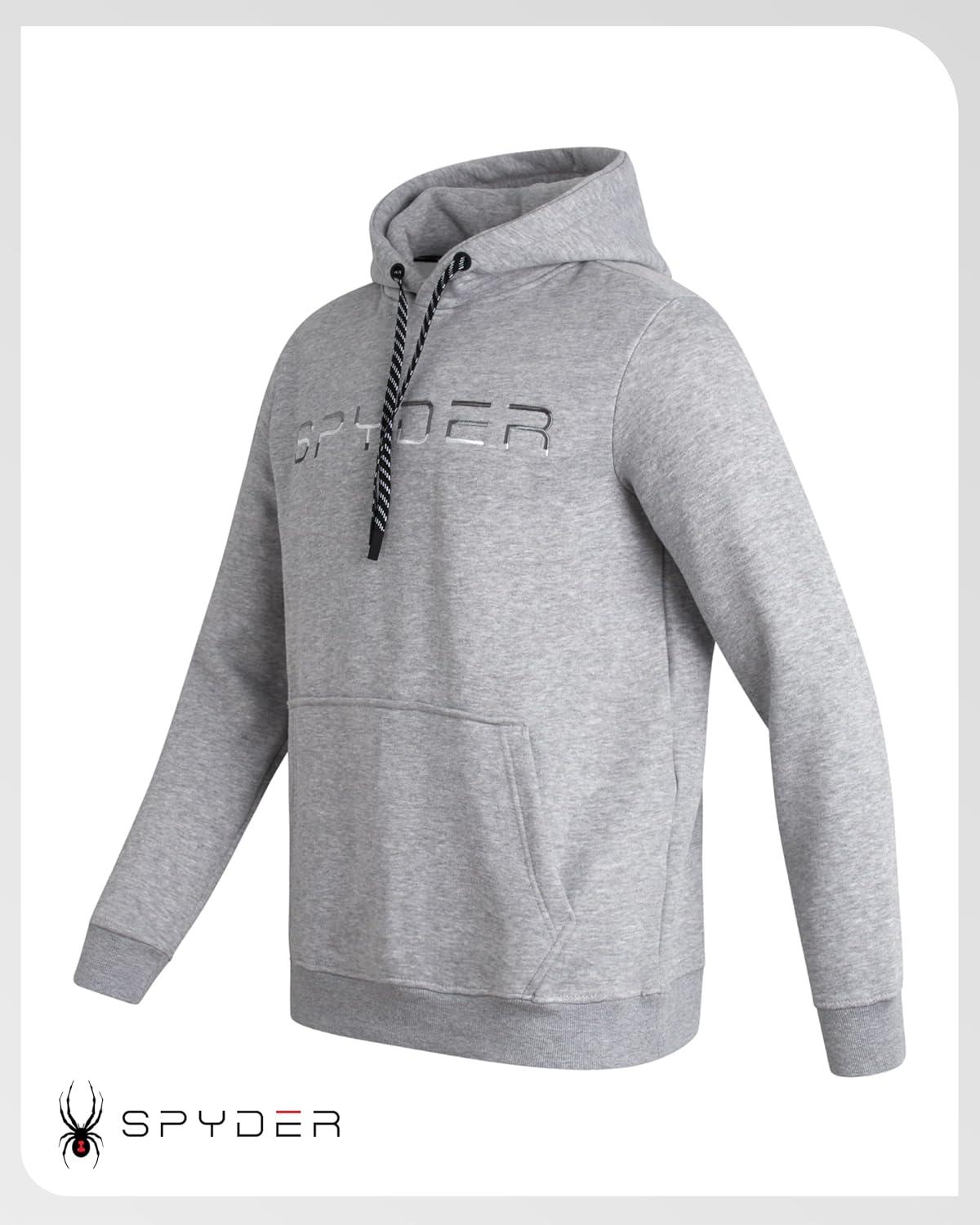 imageSpyder Mens Hoodie Athletic Performance Soft Fleece Pullover Sweatshirts for Men Heavyweight Workout Hooded SweatshirtGrey Heather