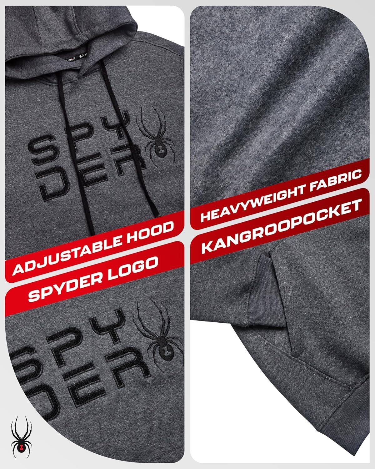 imageSpyder Mens Hoodie Athletic Performance Soft Fleece Pullover Sweatshirts for Men Heavyweight Workout Hooded SweatshirtSteel Grey