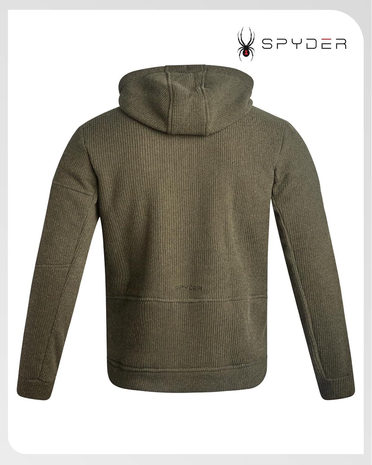 imageSpyder Mens Sherpa Fur Hoodie Soft Stretch Waffle Knit Full Zip Up Hoodie Sweatshirt for Men with Cozy Sherpa Fleece LiningOlive Moss