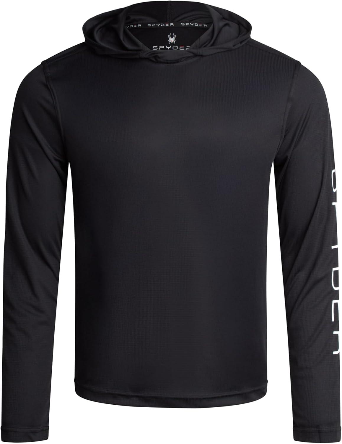 imageSpyder Mens Sun Hoodie Quick Dry Lightweight UPF 50 UV Protection Long Sleeve Rash Guard Swim Shirts for MenBlack