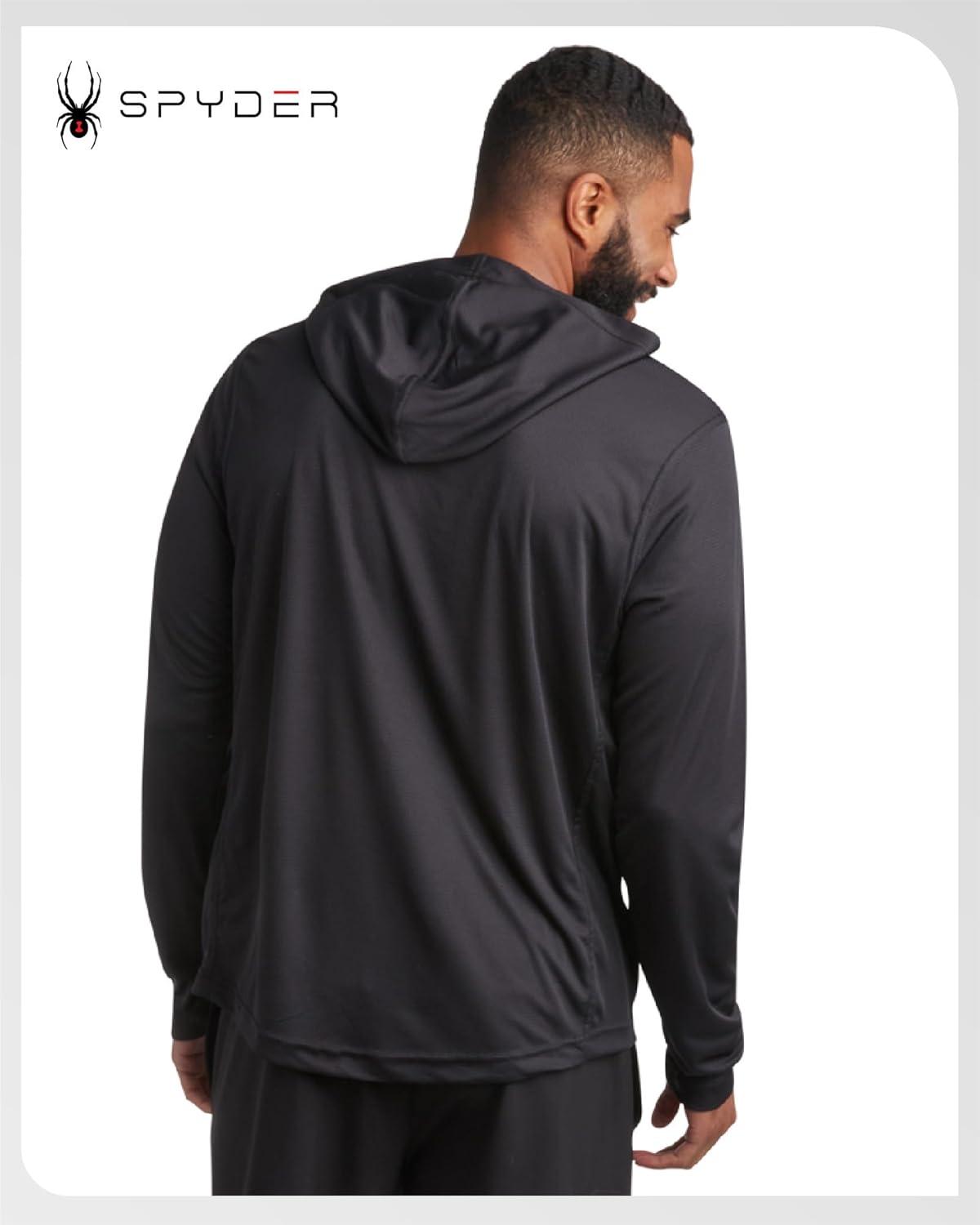 imageSpyder Mens Sun Hoodie Quick Dry Lightweight UPF 50 UV Protection Long Sleeve Rash Guard Swim Shirts for MenBlack
