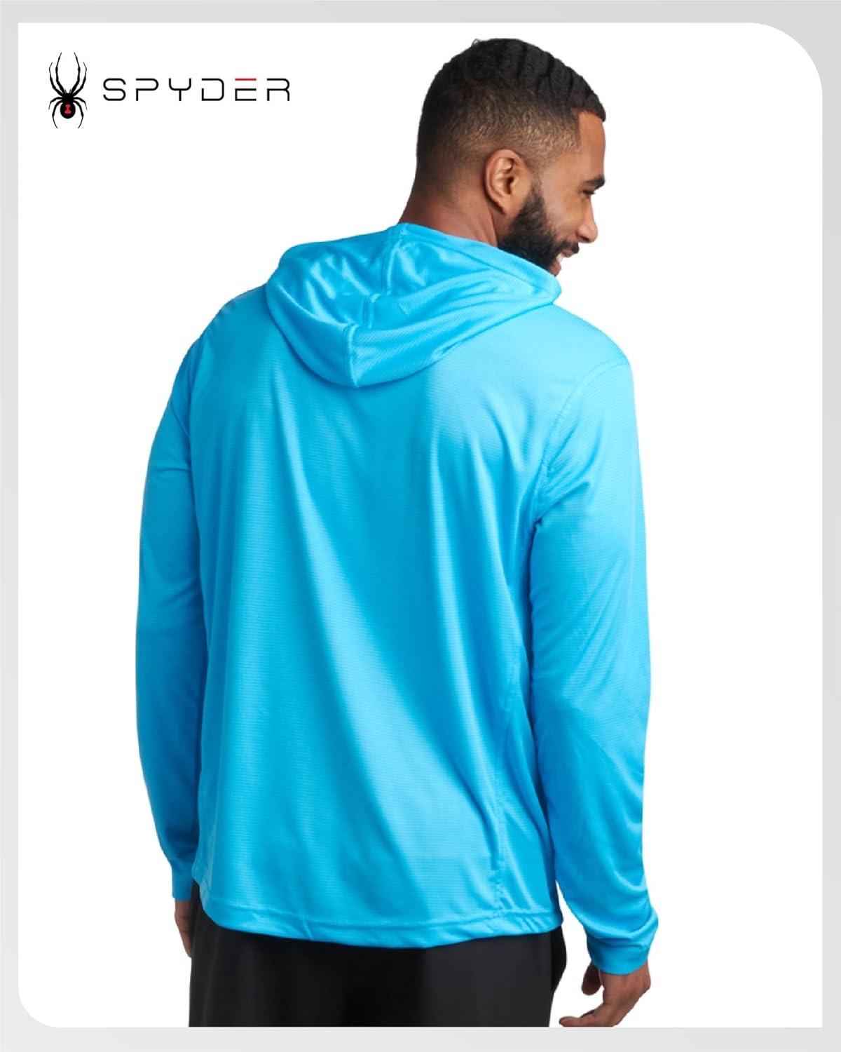 imageSpyder Mens Sun Hoodie Quick Dry Lightweight UPF 50 UV Protection Long Sleeve Rash Guard Swim Shirts for MenCali Blue