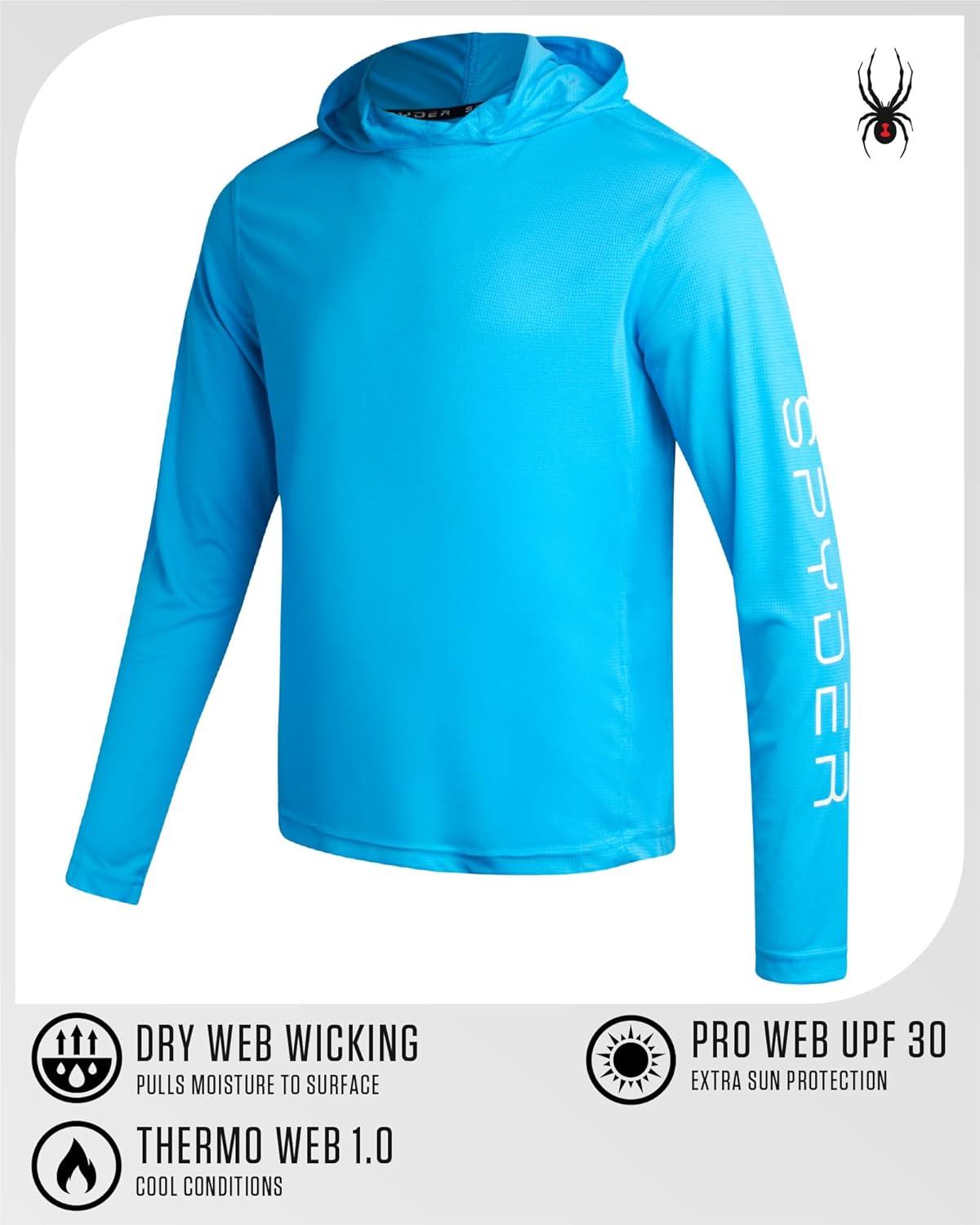 imageSpyder Mens Sun Hoodie Quick Dry Lightweight UPF 50 UV Protection Long Sleeve Rash Guard Swim Shirts for MenCali Blue