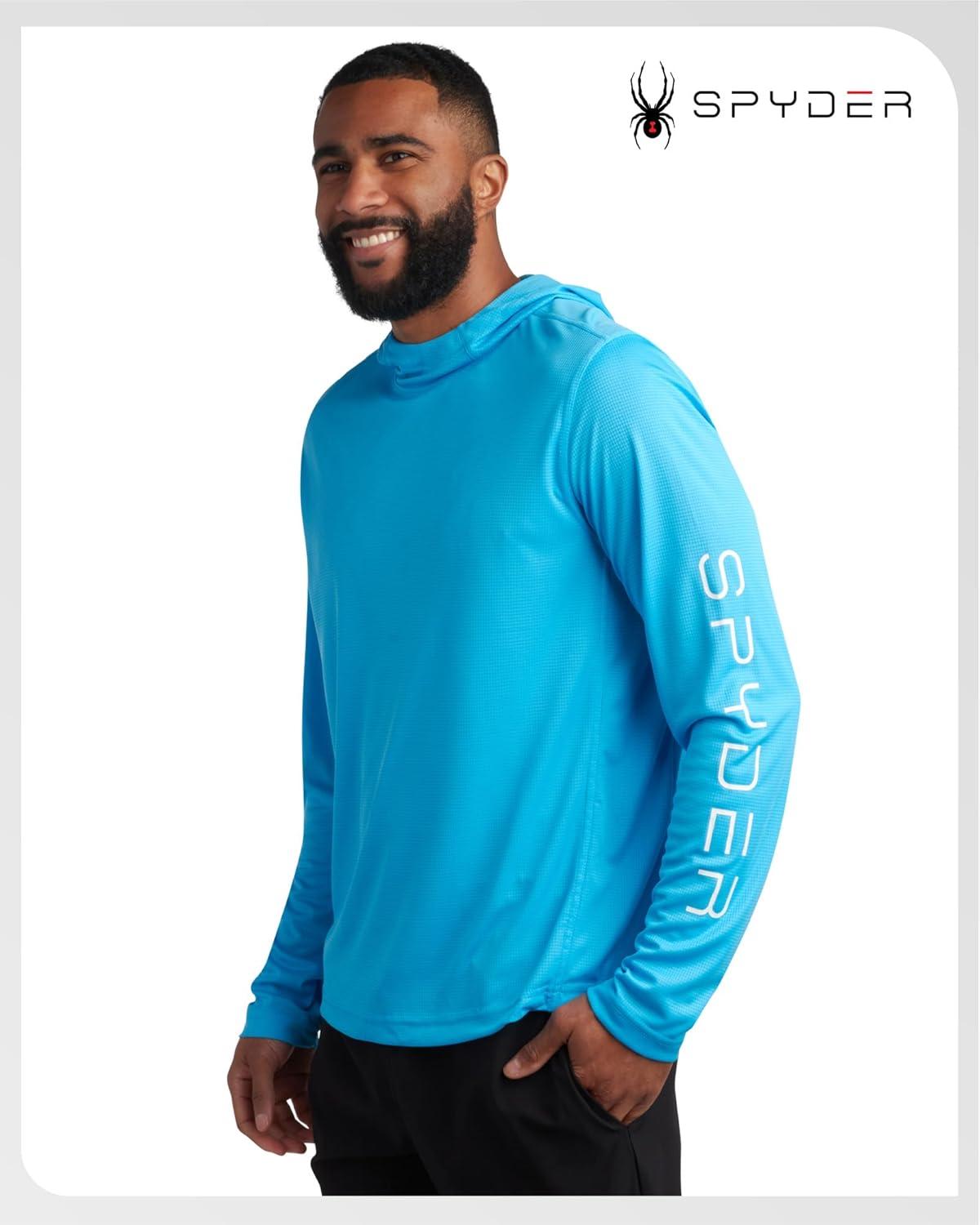 imageSpyder Mens Sun Hoodie Quick Dry Lightweight UPF 50 UV Protection Long Sleeve Rash Guard Swim Shirts for MenCali Blue