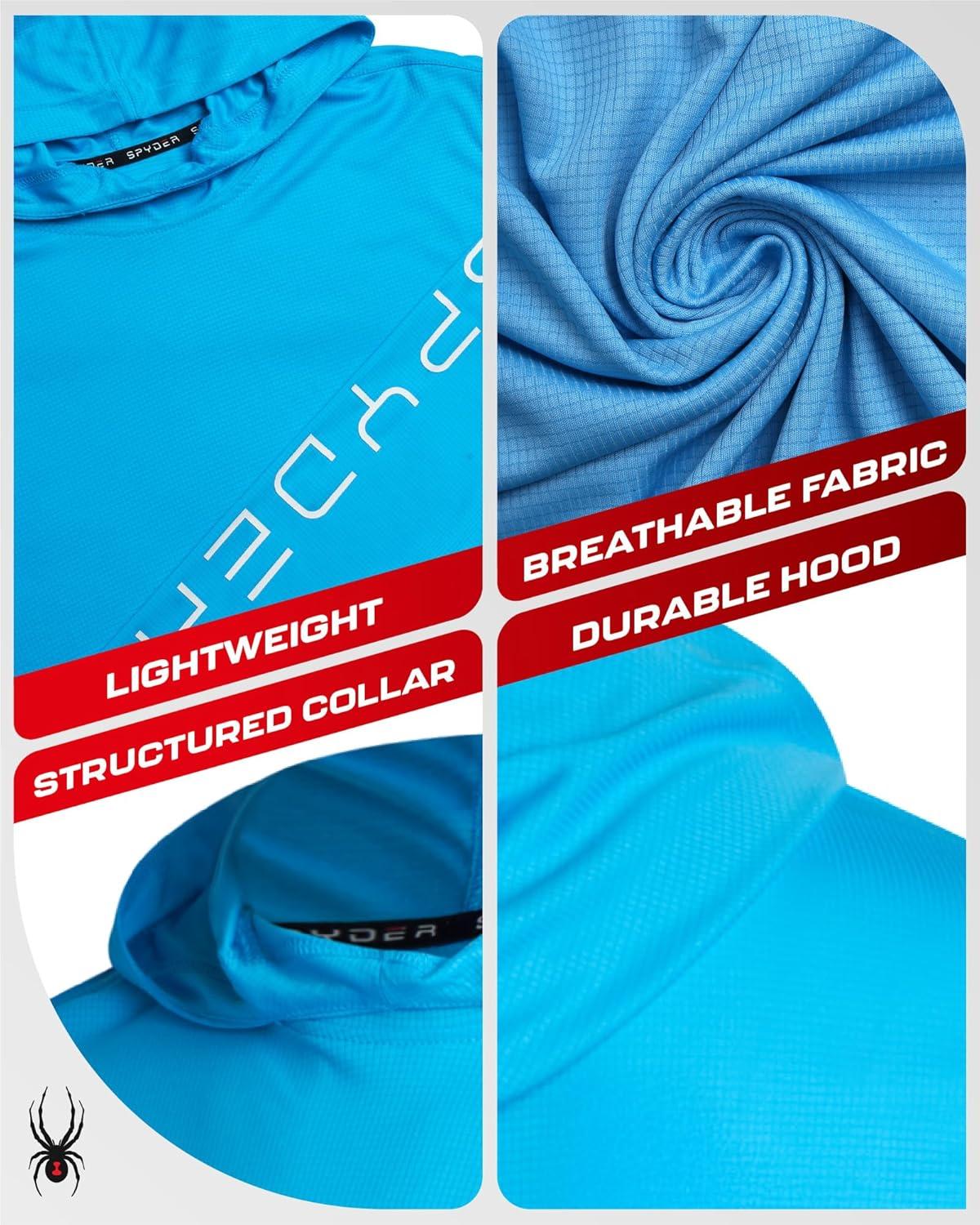 imageSpyder Mens Sun Hoodie Quick Dry Lightweight UPF 50 UV Protection Long Sleeve Rash Guard Swim Shirts for MenCali Blue