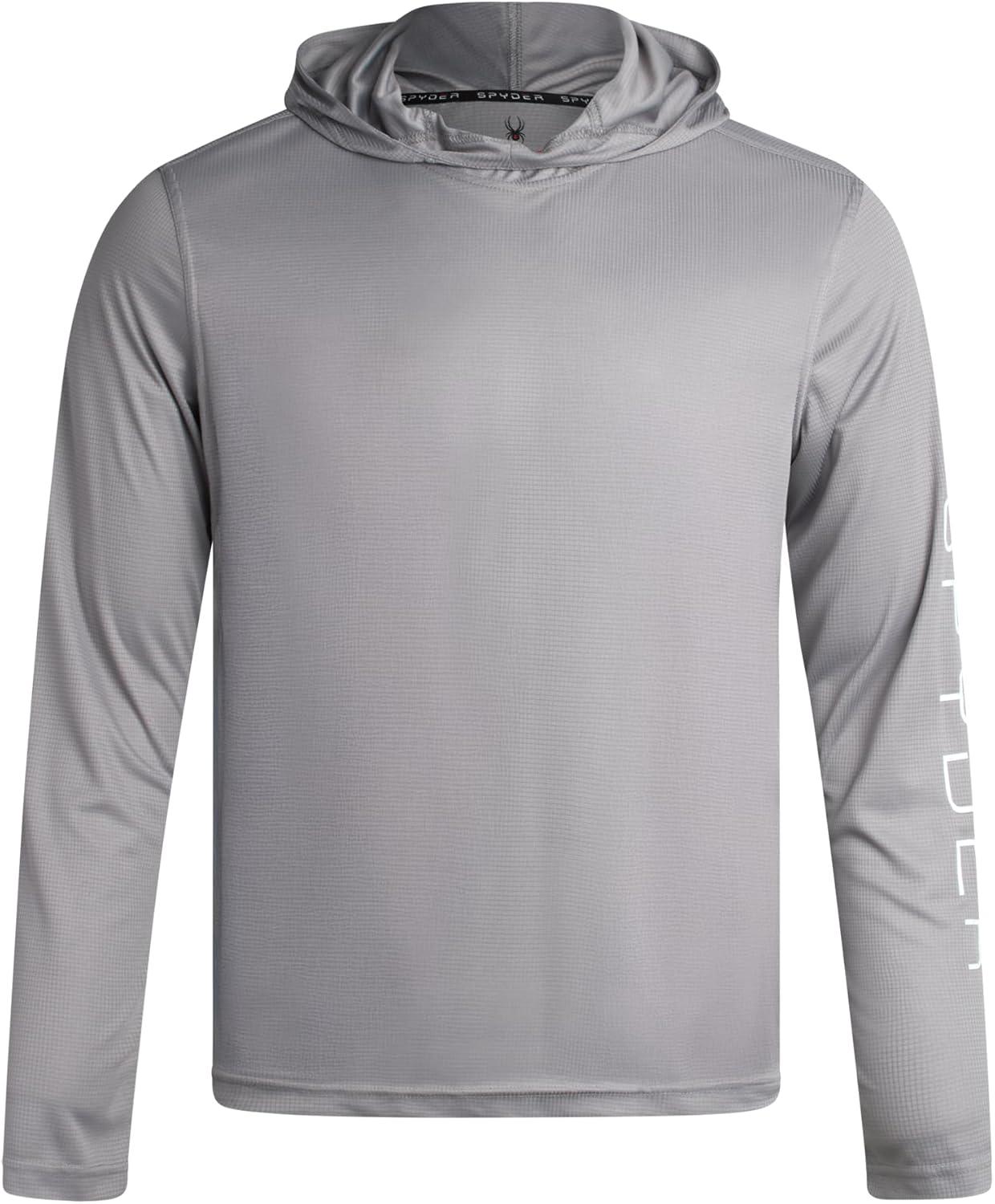 imageSpyder Mens Sun Hoodie Quick Dry Lightweight UPF 50 UV Protection Long Sleeve Rash Guard Swim Shirts for MenPewter