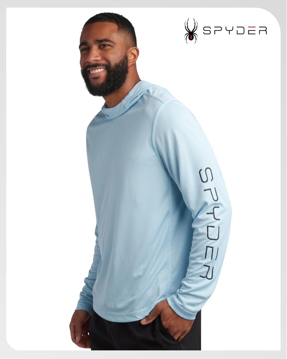 imageSpyder Mens Sun Hoodie Quick Dry Lightweight UPF 50 UV Protection Long Sleeve Rash Guard Swim Shirts for MenSky