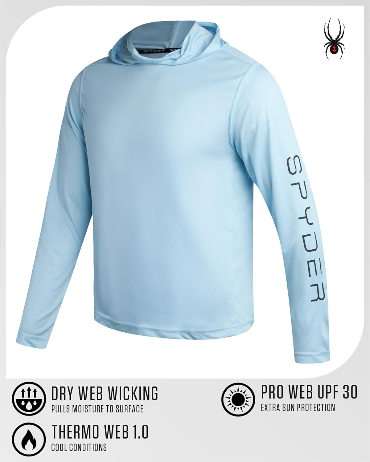 imageSpyder Mens Sun Hoodie Quick Dry Lightweight UPF 50 UV Protection Long Sleeve Rash Guard Swim Shirts for MenSky
