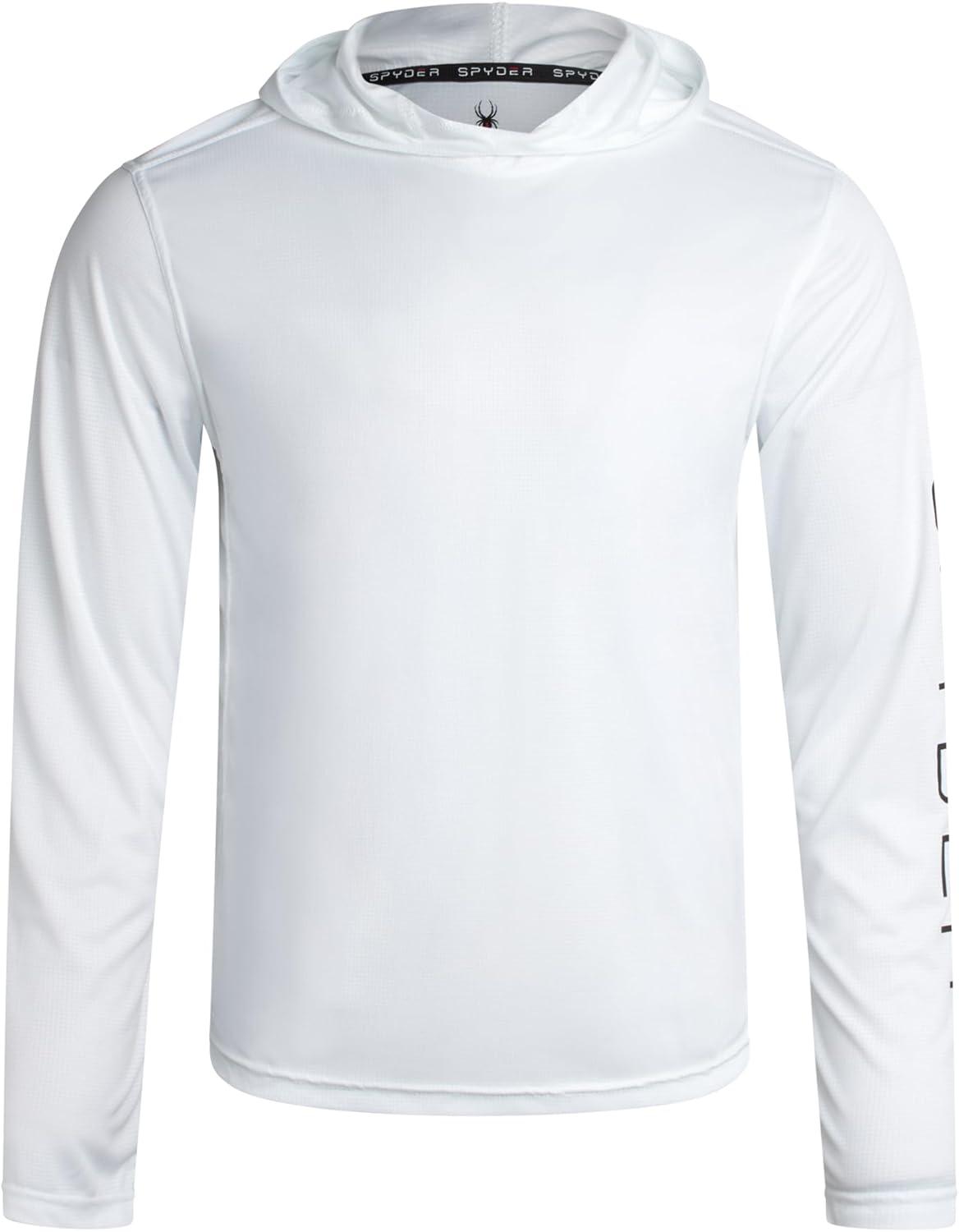 imageSpyder Mens Sun Hoodie Quick Dry Lightweight UPF 50 UV Protection Long Sleeve Rash Guard Swim Shirts for MenWhite