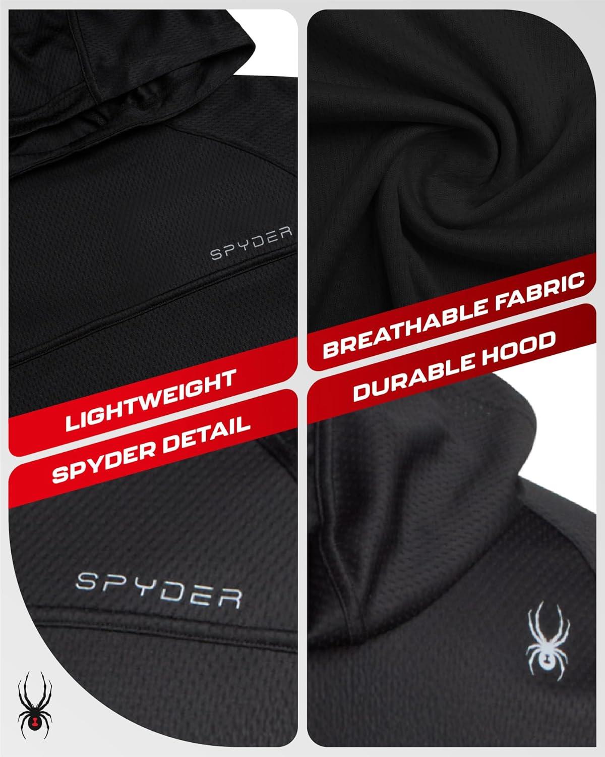 imageSpyder Mens Sun Hoodie UPF 50 UV Protection Long Sleeve Rash Guard Quick Dry Moisture Wicking Swim Shirts for MenBlack