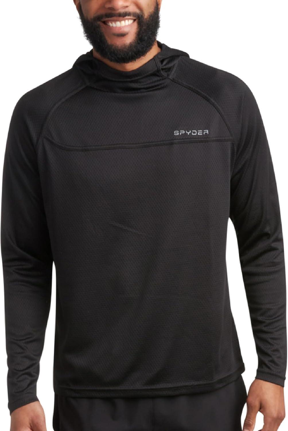 imageSpyder Mens Sun Hoodie UPF 50 UV Protection Long Sleeve Rash Guard Quick Dry Moisture Wicking Swim Shirts for MenBlack