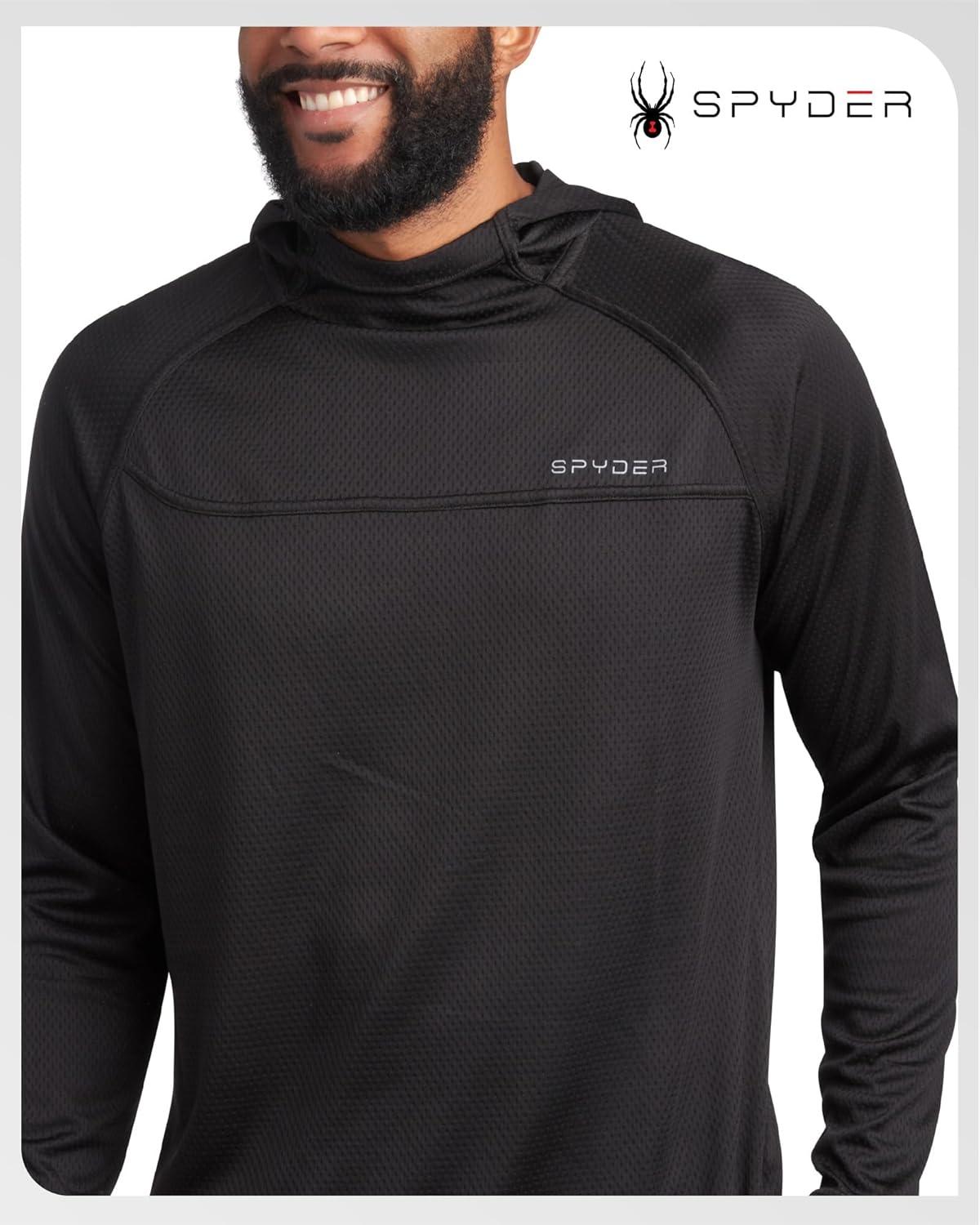 imageSpyder Mens Sun Hoodie UPF 50 UV Protection Long Sleeve Rash Guard Quick Dry Moisture Wicking Swim Shirts for MenBlack