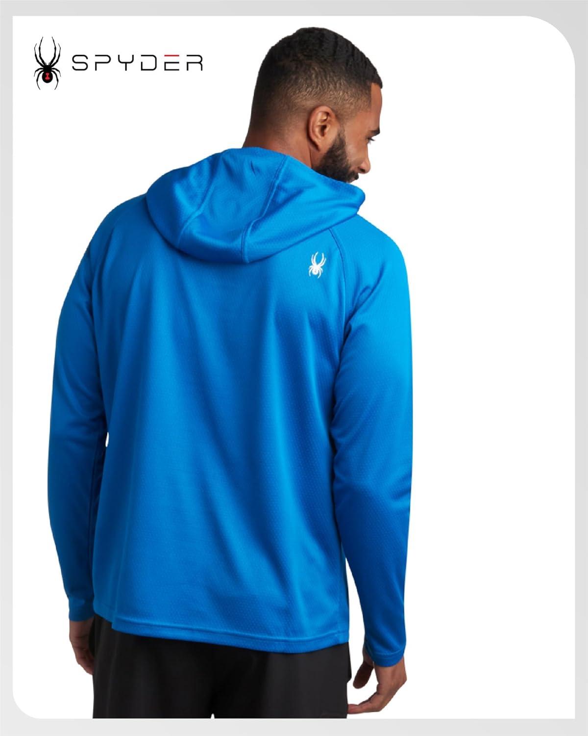 imageSpyder Mens Sun Hoodie UPF 50 UV Protection Long Sleeve Rash Guard Quick Dry Moisture Wicking Swim Shirts for MenCobalt