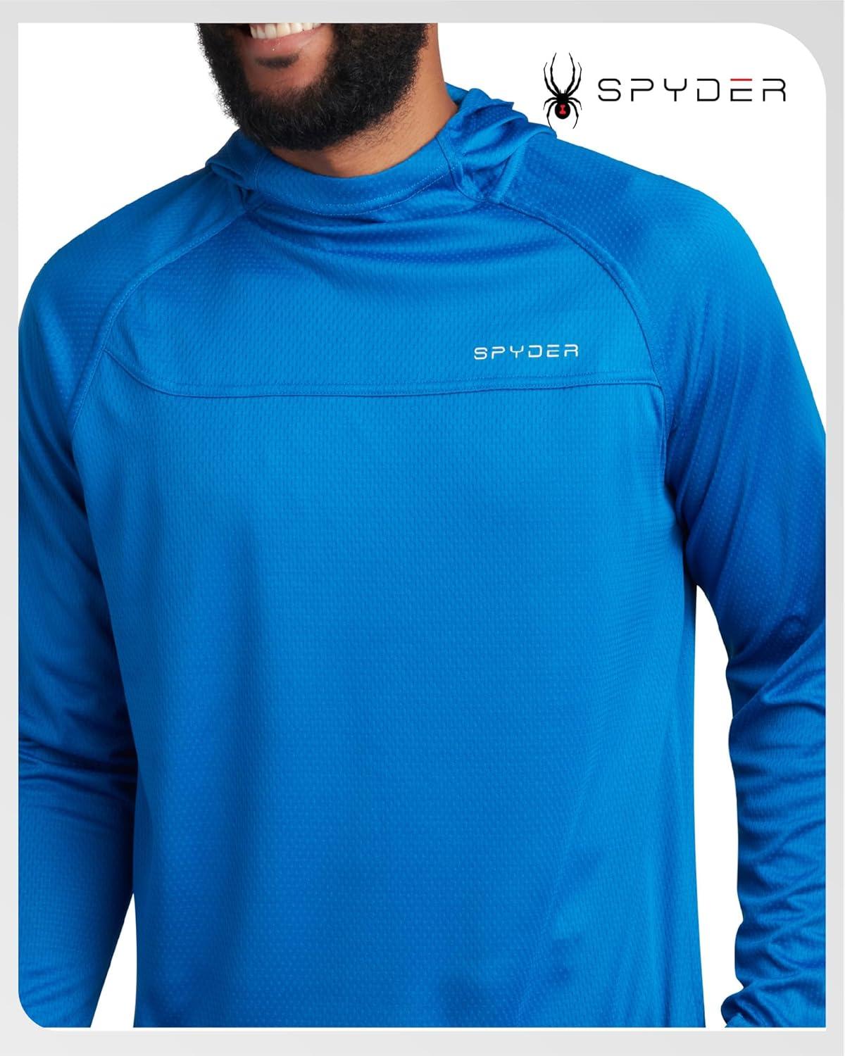 imageSpyder Mens Sun Hoodie UPF 50 UV Protection Long Sleeve Rash Guard Quick Dry Moisture Wicking Swim Shirts for MenCobalt