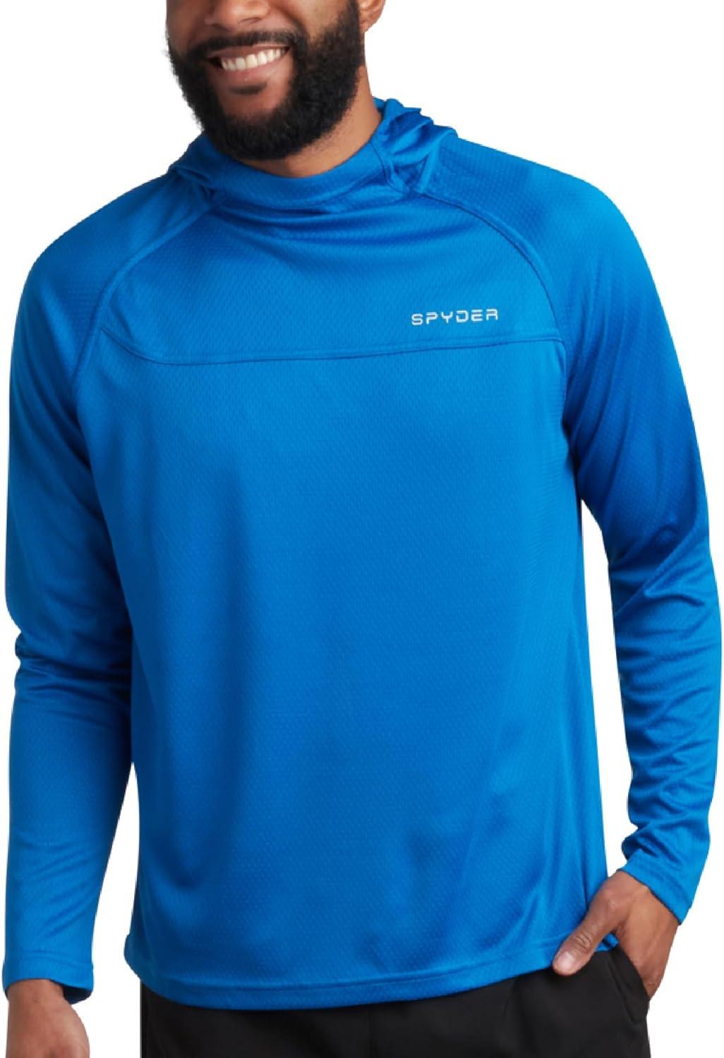 imageSpyder Mens Sun Hoodie UPF 50 UV Protection Long Sleeve Rash Guard Quick Dry Moisture Wicking Swim Shirts for MenCobalt