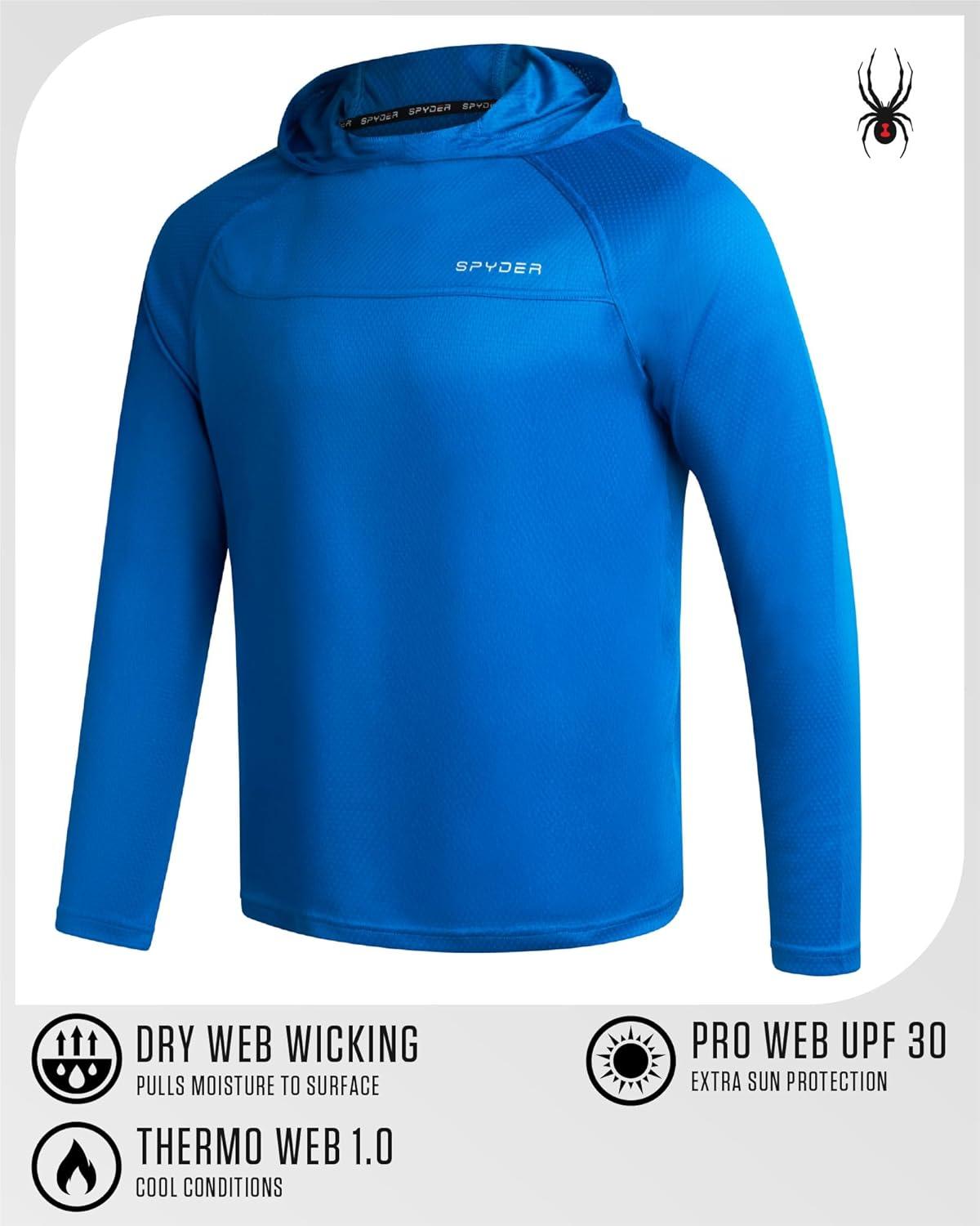 imageSpyder Mens Sun Hoodie UPF 50 UV Protection Long Sleeve Rash Guard Quick Dry Moisture Wicking Swim Shirts for MenCobalt