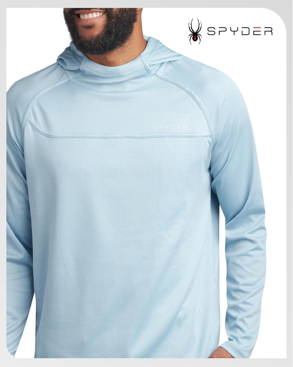 imageSpyder Mens Sun Hoodie UPF 50 UV Protection Long Sleeve Rash Guard Quick Dry Moisture Wicking Swim Shirts for MenSky
