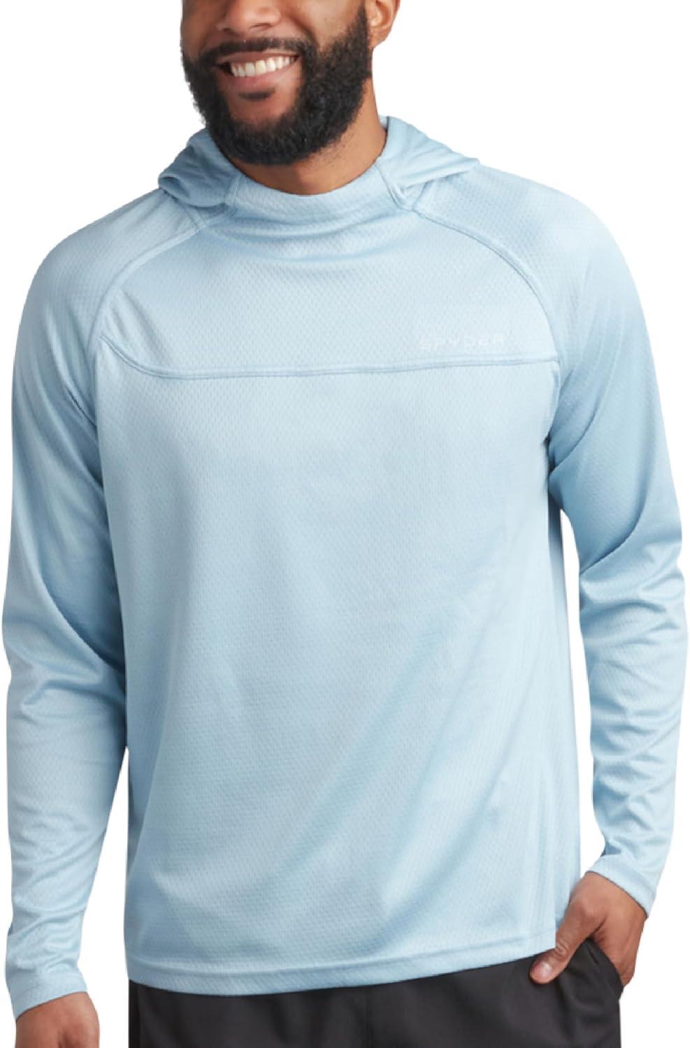 imageSpyder Mens Sun Hoodie UPF 50 UV Protection Long Sleeve Rash Guard Quick Dry Moisture Wicking Swim Shirts for MenSky