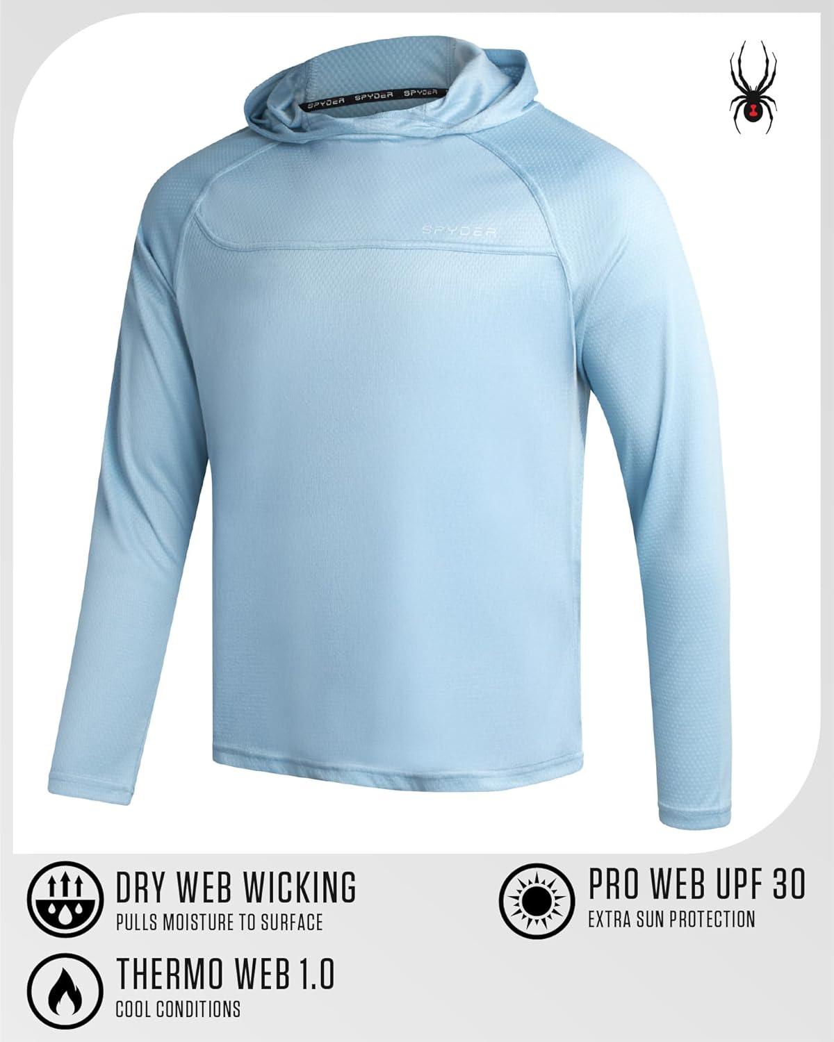 imageSpyder Mens Sun Hoodie UPF 50 UV Protection Long Sleeve Rash Guard Quick Dry Moisture Wicking Swim Shirts for MenSky