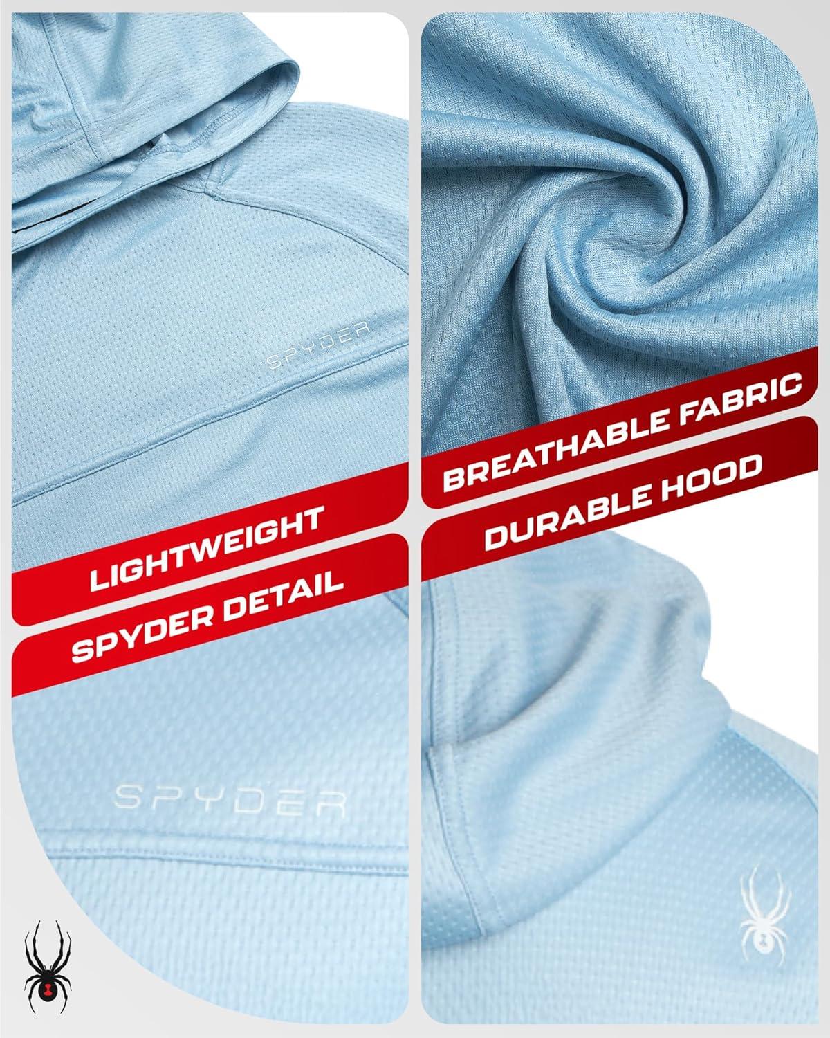 imageSpyder Mens Sun Hoodie UPF 50 UV Protection Long Sleeve Rash Guard Quick Dry Moisture Wicking Swim Shirts for MenSky
